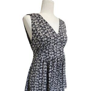 Vintage Black White Floral V-Neck Maternity Top - Size XL